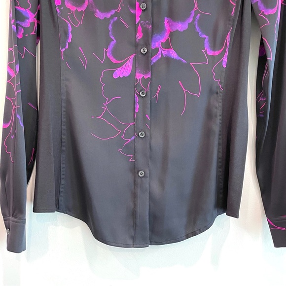 Elie Tahari Saks Fifth Exclusive Silk Stretch Button Down Shirt - Picture 4 of 12